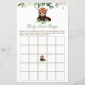 Bingo Baby Shower Game Red Panda Bear Budget (Front)