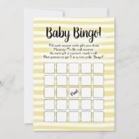 Bingo Baby Shower Game Yellow White Invitation