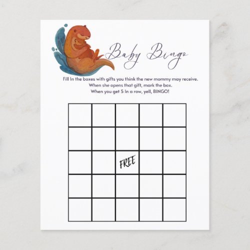 Bingo babyshower game Sea Otter theme