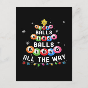 Bingo Balls Bingo All The Way Holiday Postcard