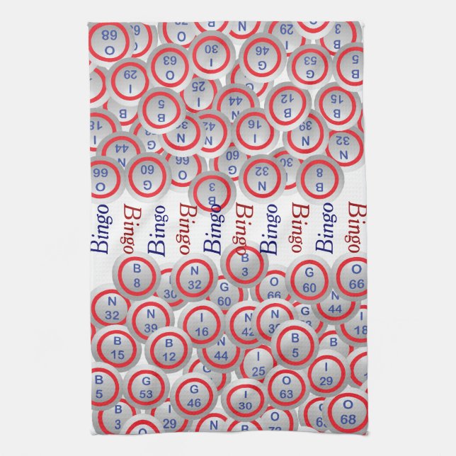 Bingo Balls BINGO Red White and Blue Towel (Vertical)