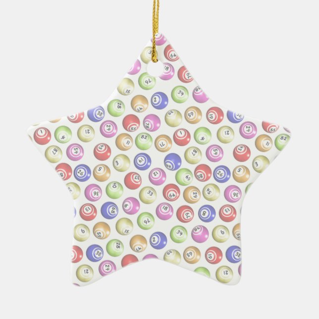 Bingo Balls Ceramic Ornament (Front)