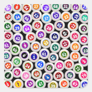 Bingo Balls Collage Square Sticker
