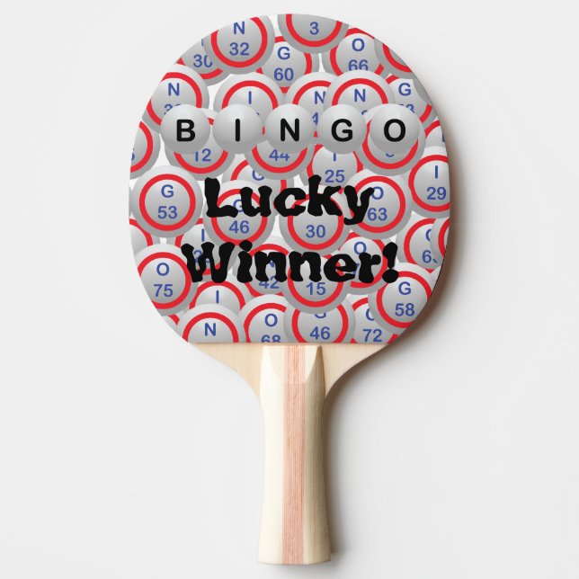 Bingo Balls Lucky Winner Cuss Out Ping-Pong Paddle (Front)