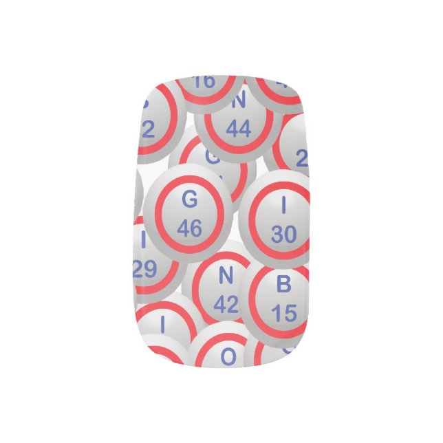 Bingo Balls Minx Nail Art (Left Thumb)