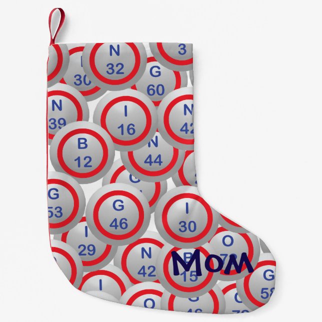 Bingo Balls Mom Small Christmas Stocking (Front)
