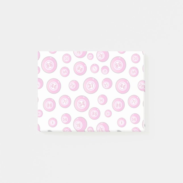 Bingo Balls Pink and White Novelty Post-it Notes (Front)