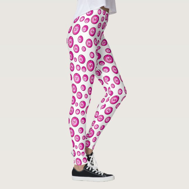 Bingo Balls Pink White Patterned Leggings (Right)