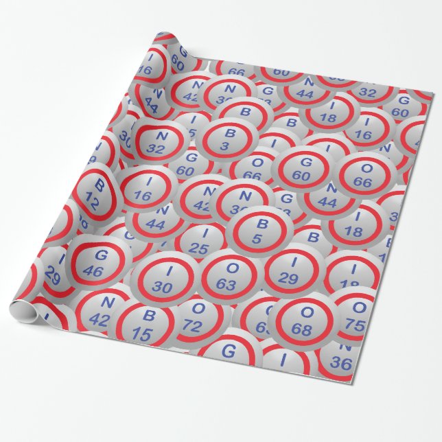 Bingo Balls Random Overlay Wrapping Paper (Unrolled)