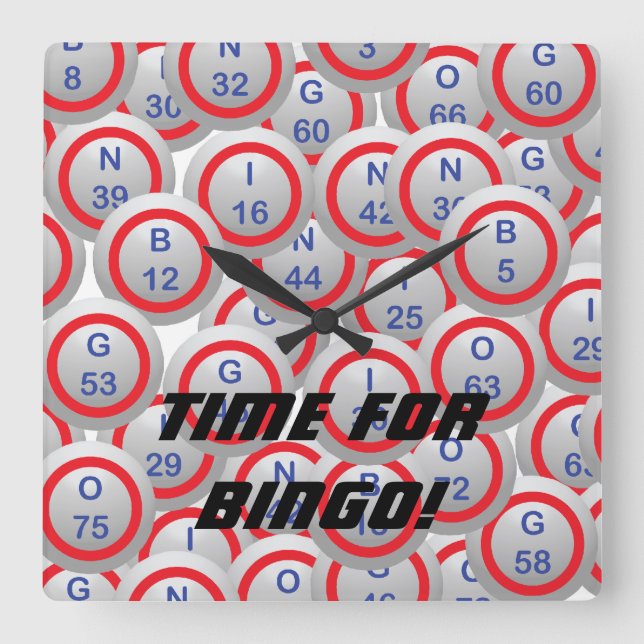 Bingo Balls Square Wall Clock (Front)