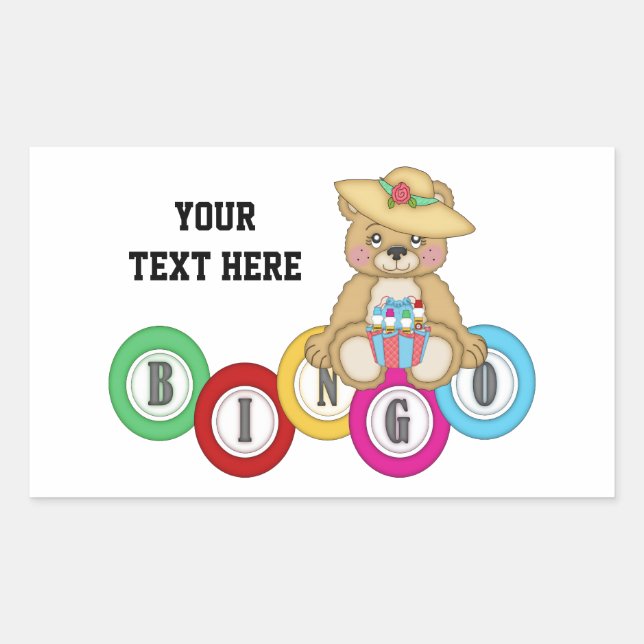 Bingo Bear (personalized) Rectangular Sticker (Front)