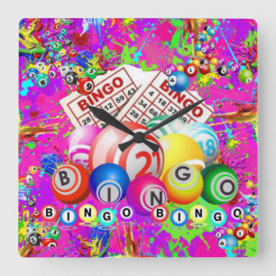 BINGO BINGO Designed By CBDOilPrincess Square Wall Clock