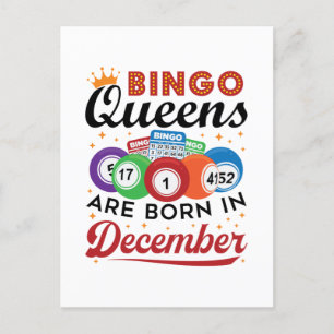 Bingo Birthday Bingo Queens Are Born in December Postcard