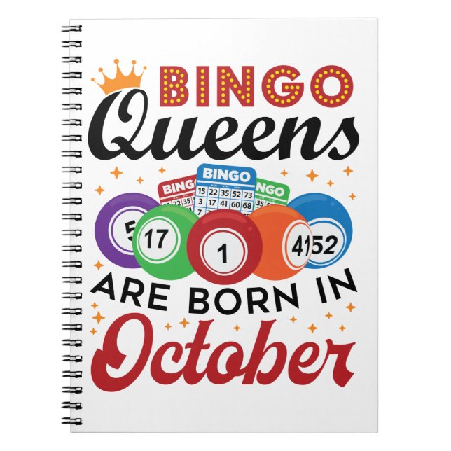Bingo Birthday Bingo Queens Are Born in October Notebook (Front)