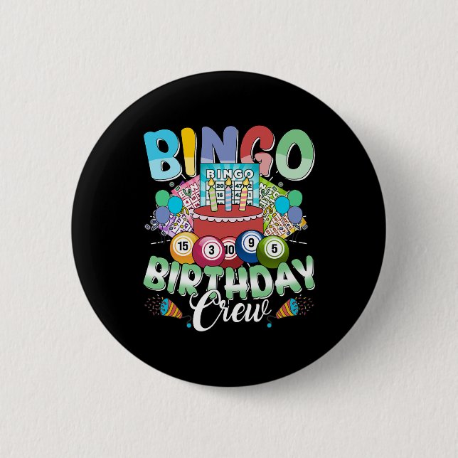 Bingo Birthday Crew Bingo Player Vintage Christmas Button (Front)