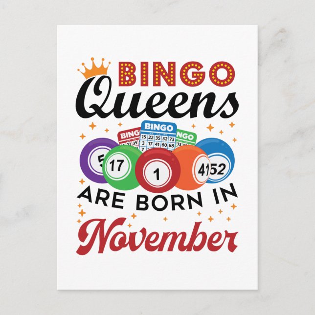 Bingo Birthday Women November Postcard (Front)