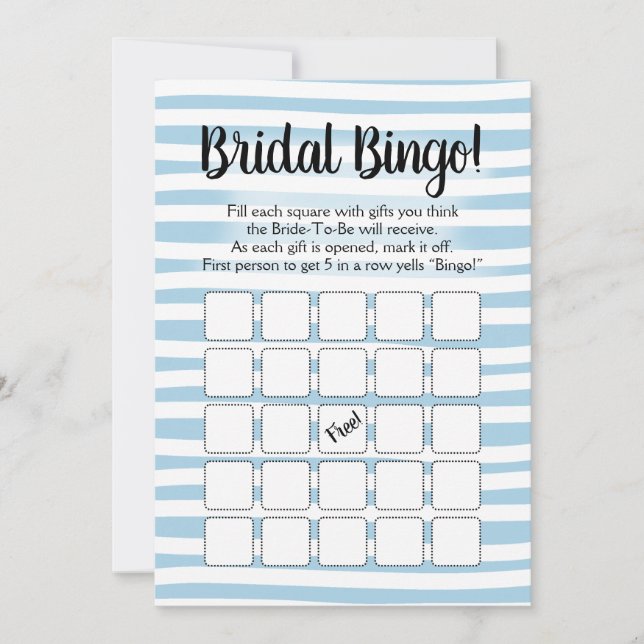 Bingo Bridal Shower Game Blue White Invitation (Front)