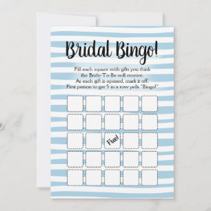 Bingo Bridal Shower Game Blue White Invitation