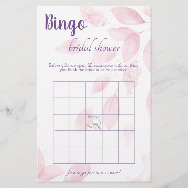 Bingo Bridal Shower Game Card Flyer (Front)