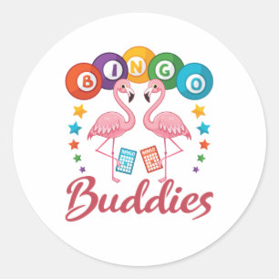 Bingo Buddies Player Flamingo Classic Round Sticker