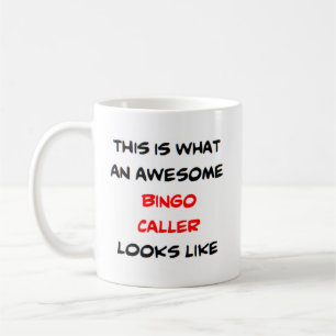 bingo caller, awesome coffee mug
