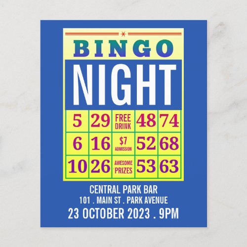 Bingo Card Bingo Night Advertising Flyer