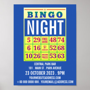Bingo Card, Bingo Night Advertising Poster