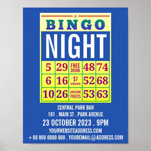 Bingo Card Bingo Night Advertising Poster