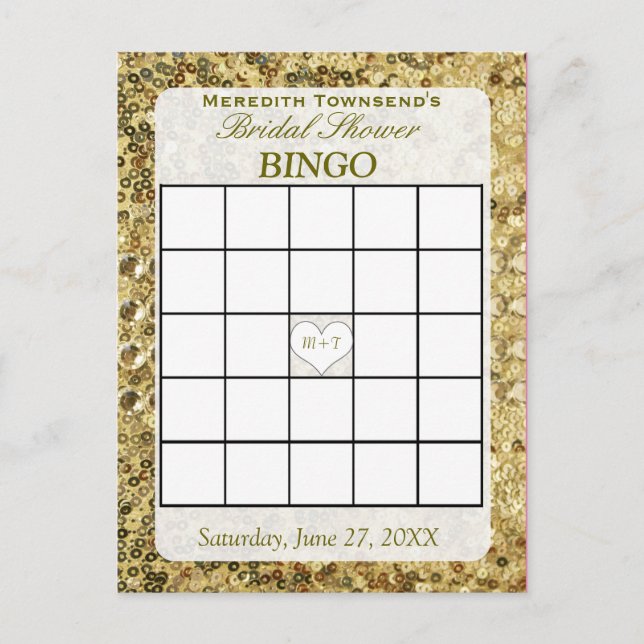Bingo Card - Gold Sequins (Front)