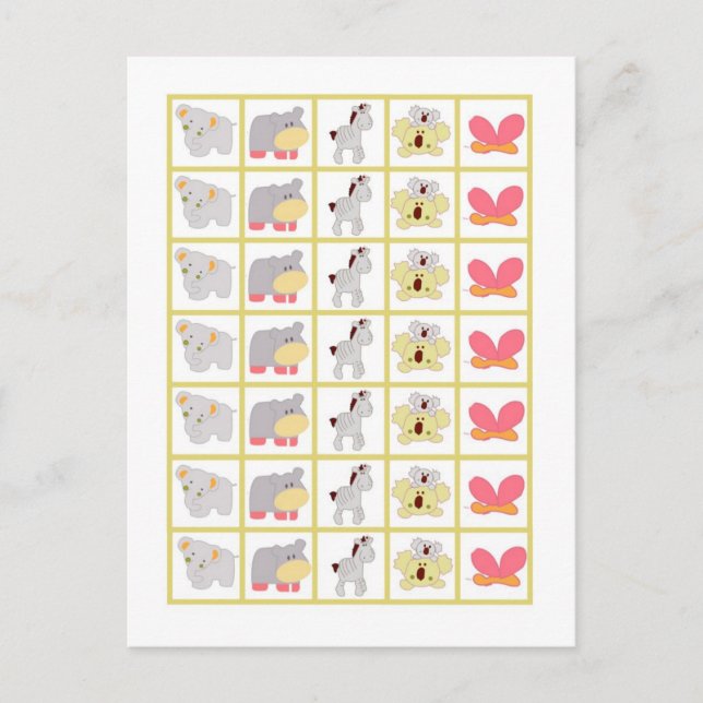 Bingo Card Markers Tropical Punch Animals (Front)