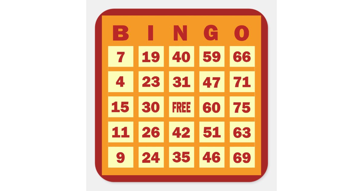 Bingo Card Square Sticker | Zazzle