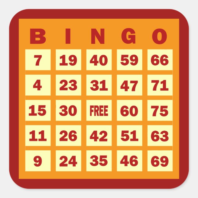 Bingo Card Square Sticker (Front)