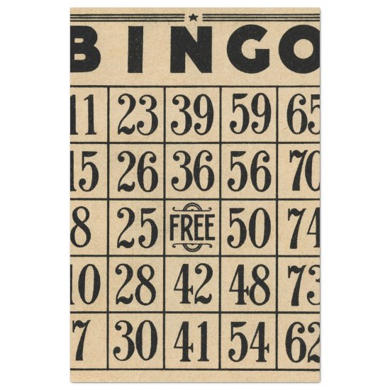 Bingo Card Tissue Paper