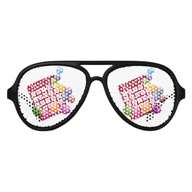 BINGO Card with BINGO Balls Aviator Sunglasses (Front)