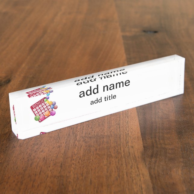 BINGO Card with BINGO Balls Desk Name Plate (Side)