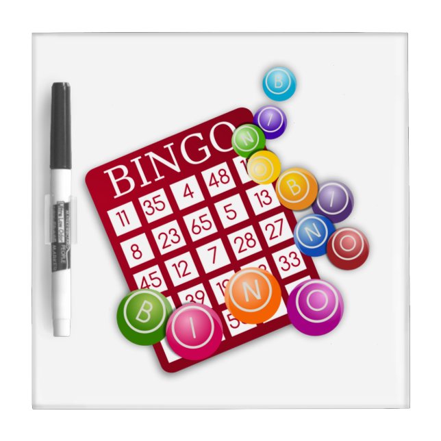 BINGO Card with BINGO Balls Dry Erase Board (Front)