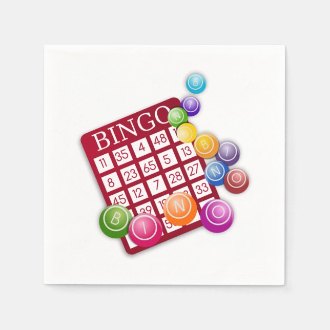 BINGO Card with BINGO Balls Napkins (Front)
