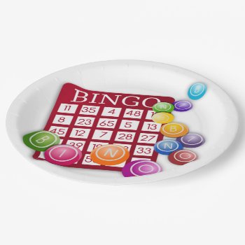 Bingo Card With Bingo Balls Paper Plates by LasVegasIcons at Zazzle