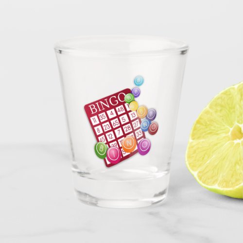 BINGO Card with BINGO Balls Shot Glass