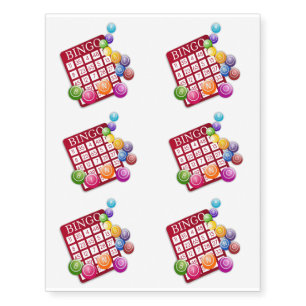 BINGO Card with BINGO Balls Temporary Tattoos