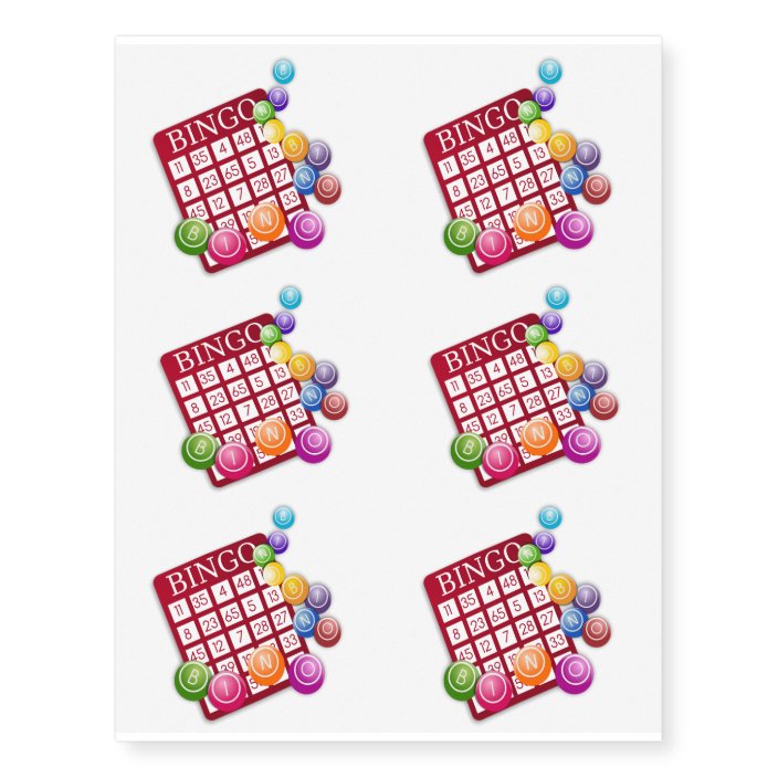 BINGO Card with BINGO Balls Temporary Tattoos