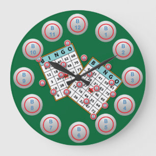 Bingo Cards and Balls Large Clock