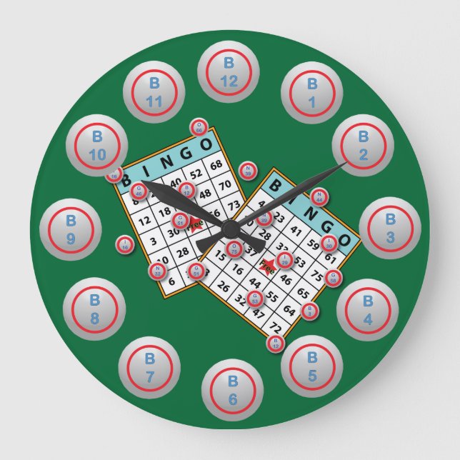 Bingo Cards and Balls Large Clock (Front)