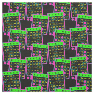 Bingo Cards And Markers Neon Colors on Black Fabric