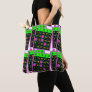 Bingo Cards And Markers Neon Colors on Black Tote Bag
