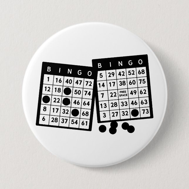 Bingo cards chips game art illustration  button (Front)