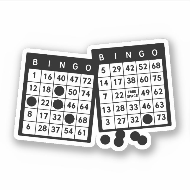 Bingo cards chips game art illustration  sticker (Front)