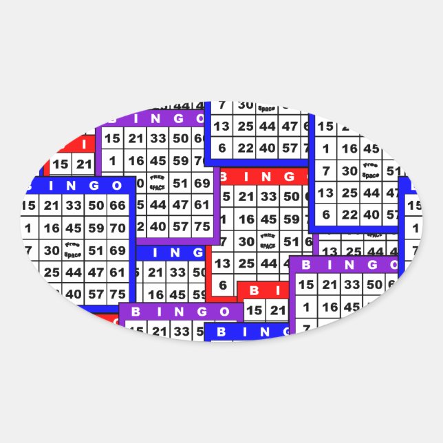 Bingo Cards pattern Oval Sticker (Front)