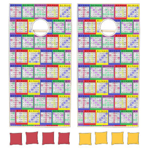 BINGO Cards Red, Yellow, Purple, Blue and Orange Cornhole Set