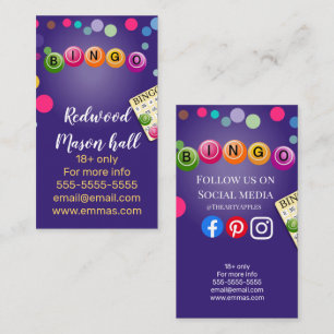 bingo casino gambling purple business card